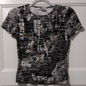Nygard Graphic Print Black and White Women's Top
